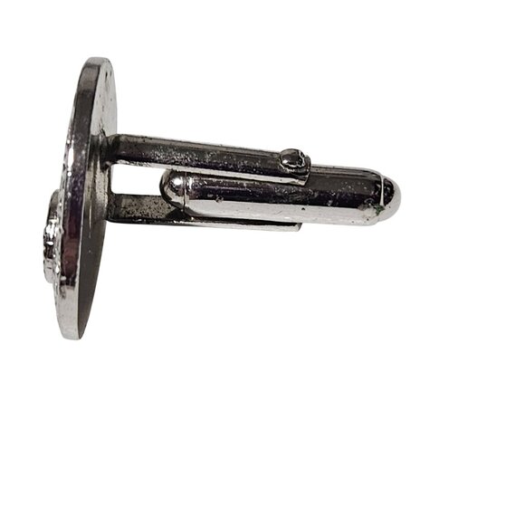 Elegant Blue Gemstone Silver Tone Cufflink Textured Design Mens Fashion Jewelry - Picture 2 of 4